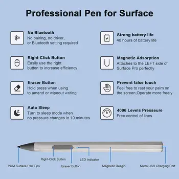 Stylus Pen Pre Povrchovú Pro 6 5 4 3 2017 Ísť Studio Knihy 2 1 Notebook Vysoká Citlivosť Dotykového Pera S Možnosťou 3 Nibs pre HP Envy, X360
