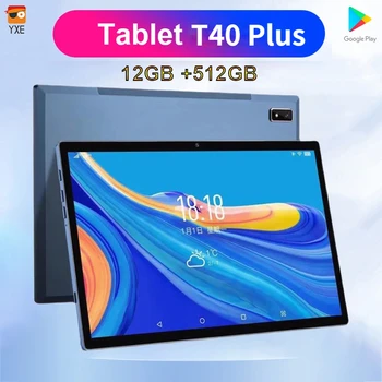Tablety T40 Plus 10.1 Palcov, 12 GB RAM, 512 gb diskom ROM Tablet Android 11.0 5G Siete WIFI GPS 10 Core Dual SIM Telefón Hovor Tablette PC