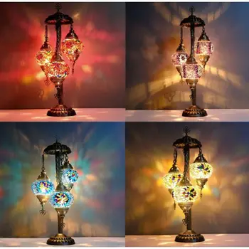 Tienidlo Turecký Marocký Farebné Mozaikové Sklo Starožitné Lampy Mozaiky Lampa Osmanskej Autentické Starožitné Lampy, Nočné Svetlo Stolná Lampa,Prístelky 0