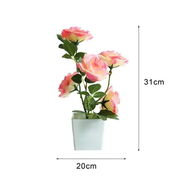 Umelé Rastliny Hrniec Rose Plochy Dekor Faux Hodvábneho Kvetu Krytý Vonkajší Imitácia Kvetináče Domov Svadobné Simulácia Bonsai