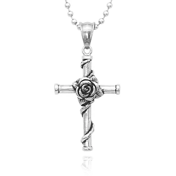 Unisex Malý Krížik Prívesok S Rose Medailón Náhrdelník Príslušenstvo Šperky
