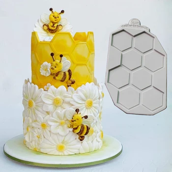 Veľké Kontinuálne Honeycomb Silikónové Formy Fondant Cake Zdobenie Nástroj Formy Sugarcrafts Čokoláda Pečenie Nástroje Pre Koláče Gumpaste