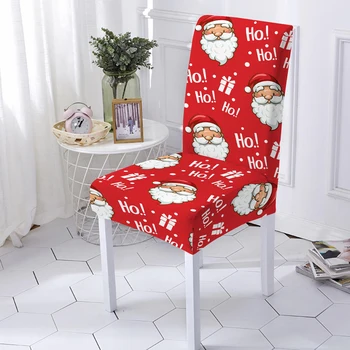 Vianočné Stoličky Kryt pre Jedáleň 3D Santa Claus Tlač Spandex Stoličky, Poťahy na Obývacia Izba Strany, Vianočné Dekorácie