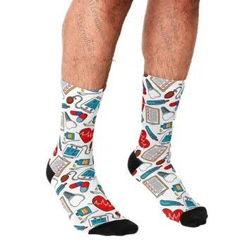 Vtipné pánske ponožky harajuku Sestra Lekárske Tematické Vytlačené hip hop Muži Radi roztomilé Ponožky chlapcov street štýl Crazy Ponožky pre mužov