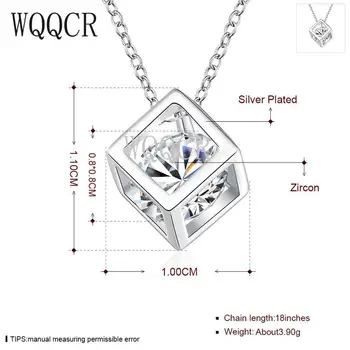 WQQCR Nové Námestie Náhrdelník 925 Silver Farba Brinco Luxusné Crystal Zirkón Náhrdelník Dievča Náhrdelník Šperky Darček