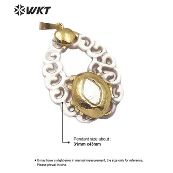 WT-JP176 Nový dizajn prírodných duté von shell prívesok zlaté elektrolyticky pokrývajú shell vyrezávané duté pearl prívesok módny šperk pre jej 4