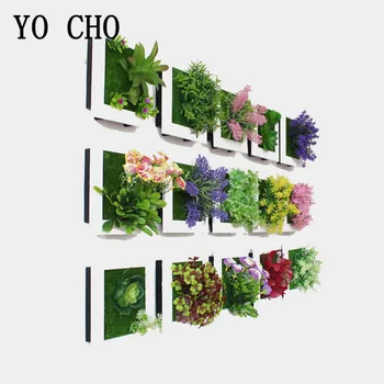 YO CHO Umelé Kvety Sukulentných Rastlín Rám 3D Vymeniteľné Neškodné Wall Art Rám Obývacia Izba Svadobné Party Domova Rastliny