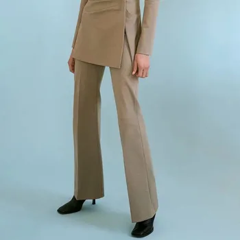 Za Ženy 2021 Jeseň Nový Elegantný Módy Obličkového Nohavice Vintage Vysoko Elastický Pás Zips Lietať Žena Členok Nohavice Pantalones Mujer