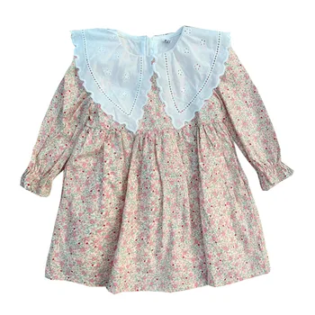Čistá bavlna detské oblečenie baby 2021 jeseň nové kvetinové šaty, detské šaty dievča s dlhým rukávom princezná šaty