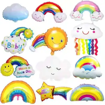 1 veľká dúha úsmev biely oblak, fóliový balón deťom narodeninovú oslavu loptu nový detí mš hračka dekorácie