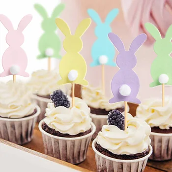 10pcs Veľkonočné Tortu Mulčovače, Farebné Rabbit Vňaťou pre Deti Happy Birthday Party Dodávky Veľkonočné DIY Strany Cake Dekorácie