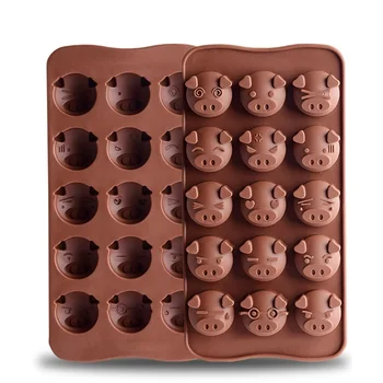 15 Otvory Zábavné Ošípaných Tvarované Silikónové Mydlo Candy Fondant Čokoláda Kuchyňa Plesne Silikónové Čokoládové Cookies Tortu DIY Plesní 0