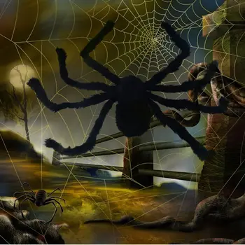 1pcs Black Spider Plyšové Spider Halloween Strašidelné Black Spider Čistý Pavučina Halloween Party Prop Dekor Strašidelný Dom Dekorácie
