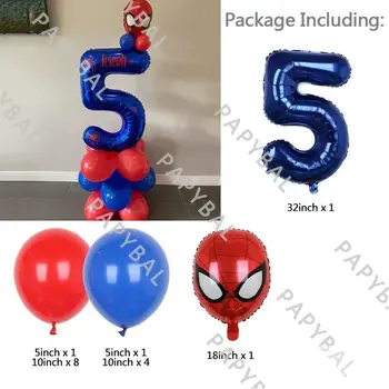 1set Marvel Spiderman Strany Balón Číslo Fóliové Balóniky Baby Sprcha Deti Narodeninovej Party Dekor Dodávky detské Hračky Dary
