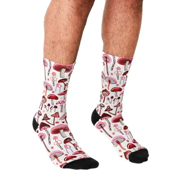 2021 Zábavné pánske ponožky jednoduché Ružové pery vzor Vytlačené hip hop Muži Radi roztomilé Ponožky chlapcov street štýl Crazy Ponožky pre mužov