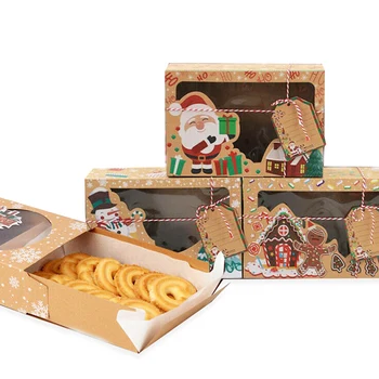 3/6/12pcs Veselé Vianoce Kraft Papier Candy Box Darčekový Box Balení Taška Výzdoba Pre Domáce Stranu Prospech Nového Roka a Vianoce