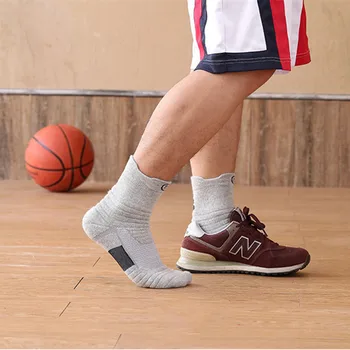 3 Páry Mužov Kompresné Ponožky Priedušná Športy, Basketbal Cyklistické Ponožky Čierna Biela Šedá Pohodlné, Vysoko Elastické Dlhé Ponožky