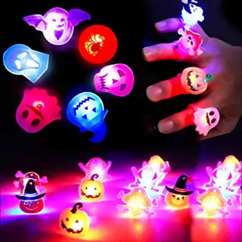 50 Ks LED Svadobné Zdvorilosti Nový Produkt Pre Halloween Krúžok Mäkké Rubby Eco-Friendly Blikajúce Žiariace Zábavná Hračka Pre Dieťa 5