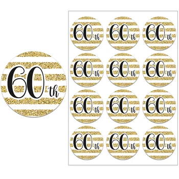 60. Výročie Narodenín Strany Zlaté Nálepky Dospelých 60 Narodeninovú Oslavu, Dekorácie, Nálepky, Tesnenie Labels 4