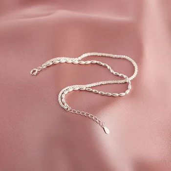 925 Sterling Silver Náramky pre Ženy Reťazec Korálky Viacvrstvových ChainsTrendy Elegantné Asymetrický Vrstvy Reťazca Strany Šperky