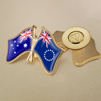 Austrália a Cookove Ostrovy Prešiel Dvakrát Priateľstvo Vlajky Brošňa Odznaky Preklopke Kolíky 0