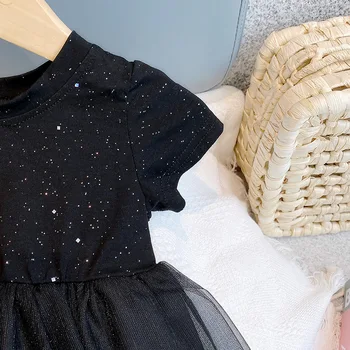 Dievčatá Hviezdne Nebo Šaty Letné Deti Móda Čierna Princezná Čipky Šaty 2-7 Rokov Deti Strany Elegantné Oblečenie Baby vestidos