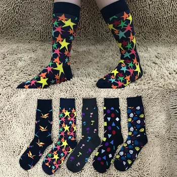 Doprava zadarmo farebné pánske bavlnené ponožky trend päť-špicaté hviezdy origami päť-špicaté hviezdy kokosový vŕtať osobné posádky ponožky
