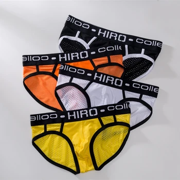 HIRO 4 Farebné Pruhované Bavlna Sexy Mužov Undrewear Nohavičky Mužov Bikini Čistej Bavlny Sklzu Puzdro Spodky Kvalitné Šortky G107