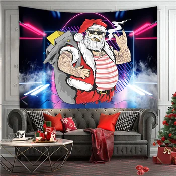 Hip Hop Santa Typu Gobelín Spálne Dekorácie Polyester Vianočné Scény Domáce Dekorácie Na Stenu Visí Gobelín 0