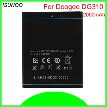 ISUNOO batérie Batterie Batterij Bateria 2000mAh pre Doogee Voyager2 DG310 MTK6582 Quad Core 5.0 Inch phone batérie