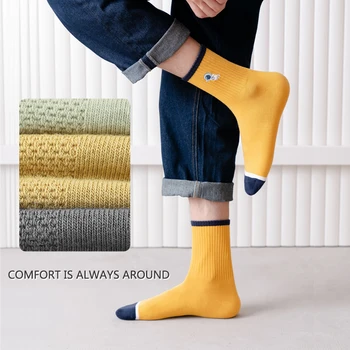 Instime 5 Párov/Set Pohode Astronaut Mužov Ponožky Bavlna Jednofarebné Ponožky Muži Farby Zodpovedajúce Golf Veľkosť 37-43