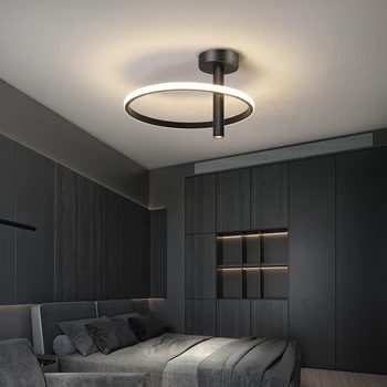 Moderné LED Lustre Pre Spálne Štúdia Jedáleň Minimalistický Kolo Black Stropné Svetlá Domov Tvorivosti Svietidlá 2021