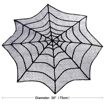 OurWarm 75 cm Halloween Čipky Obrus Black Spider Web Tabuľka Vňaťou Zahŕňa Bar Cosplay Party Rekvizity Halloween Dekorácie