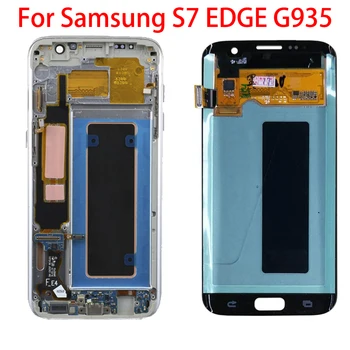 Pôvodné Super AMOLED Nahradenie Burn-Tieň Pre SAMSUNG Galaxy S7 Okraji G935 G935F LCD Dotykový Displej S Rámom S7EDGE Displej
