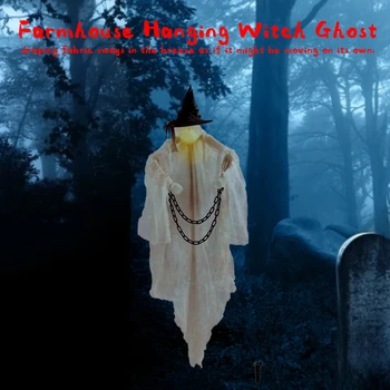 Rekvizity Halloween Dekorácie Vonkajšie Závesné Ozdoby Čarodejnice Ghost Ozdoby Plastový Prívesok S Led Žiariace Svetlo Dekorácie