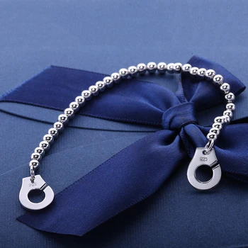 Slovecabin Luxusné Šperky Originálne 925 Sterling Silver Handcuff Priateľstvo Náramok Menottes Pre Ženy Strieborný Náramok & Náramok 0