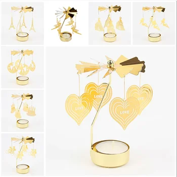 Svadobné Zlato Rotačné svietnik Dekoratívne valentín Svadba Dekoratívne Strana navrhne Valentines Day Stôl dekorácie