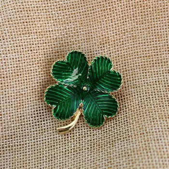 Ďatelina Pozlátené Štyri Leaf Brošňa Retro Klopě Pin St. Patricks Day Príslušenstvo Vintage Zelená Four-Leaf Brošňa